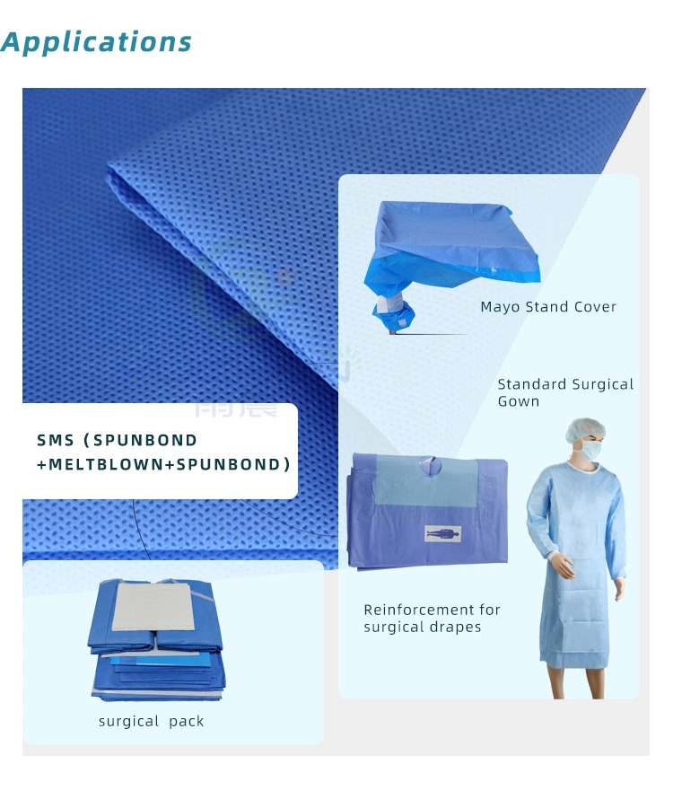 Wholesale High Quality SMS/SMMS Spunbond Meltblown Spunbond Nonwoven Fabric for Hospital